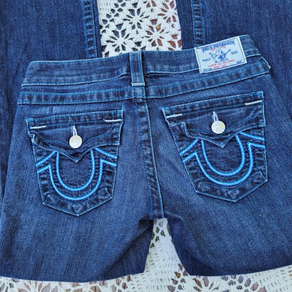 SOLD: True Religion Boot Cut 27 Blue Denim Jean West Rodeo Country Cowgirl - Picture 6 of 7